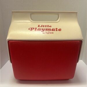 Vintage 1986 Igloo Lunchmate Little Playmate Push‎ Button Red White Cooler